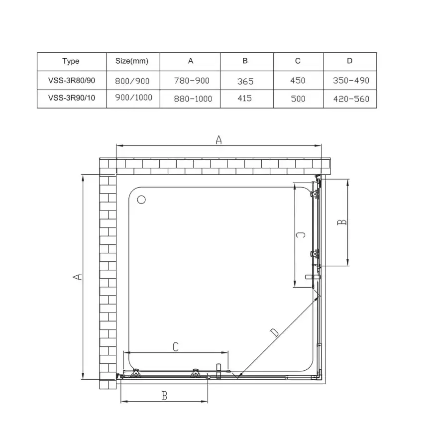 Душевой уголок Vincea Rapid 100х100 VSS-3R90/10MT, профиль хром, стекло Рифленное фото 9
