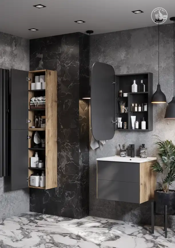 Зеркало-шкаф Aquaton Сохо 60 1A258302AJA0L  левый цвет, графит фото 8