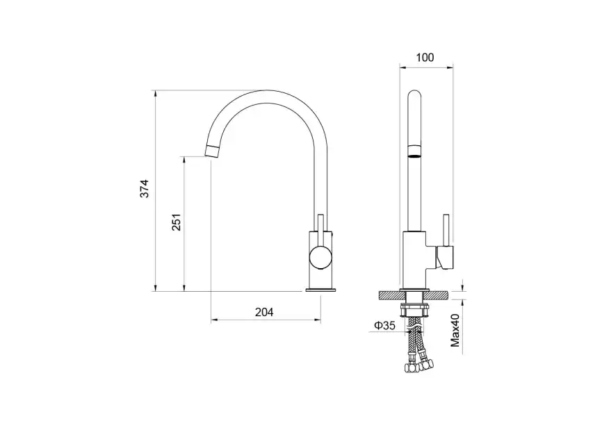 Смеситель для кухни Aquatek Европа AQ1382CR поворотный излив, Хром фото 2