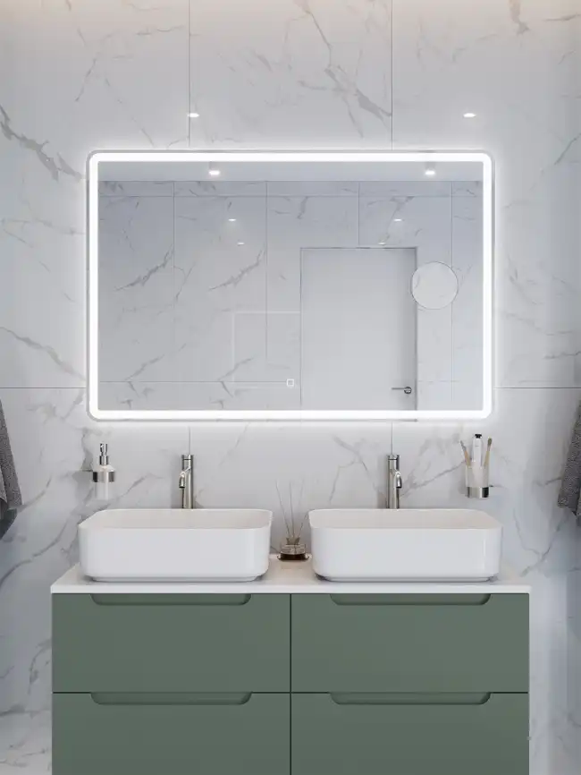 Зеркало BelBagno SPC-MAR-1200-800-LED-TCH-LNZ с подсветкой и встроенной линзой 3-х кратного увеличения фото 10