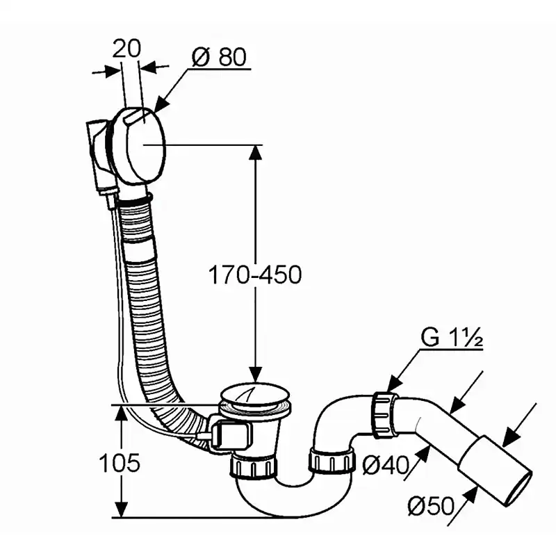 Слив-перелив для ванны KLUDI ROTEXA 2130005N-00 2000 полуавтомат G 1 1/2, Хром фото 2