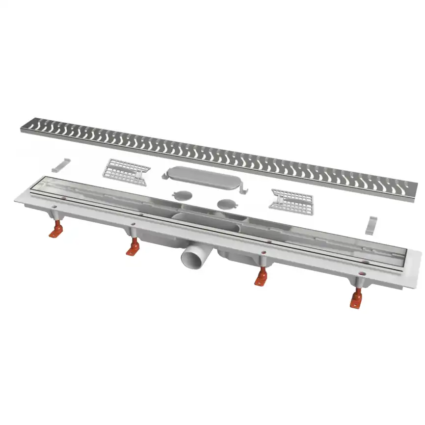 Душевой лоток Azario Harmony 35 см AZ-CH 350 H с перфорированной решеткой, Хром матовый фото 2