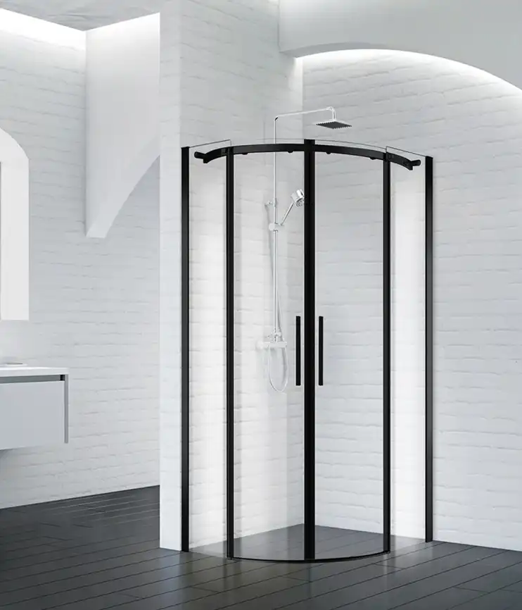 Душевой уголок BelBagno ACQUA-R-2-90-C-NERO профиль Черный стекло Прозрачное фото 1