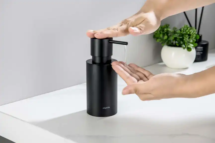 Дозатор для жидкого мыла Aquatek Оберон AQ4229MB настольный, Черный матовый фото 3