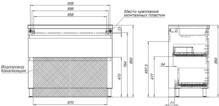 Тумба под раковину Aquanet Нота New 100 белый глянец, 344150 фото 3