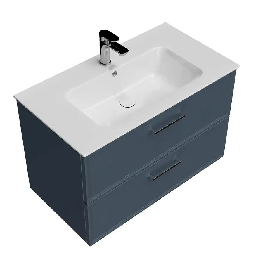 Тумба под раковину Kerama Marazzi PIANO CLASSIC 85 см, PIA.CL.85\BLU.M подвесная, синий матовый фото 3