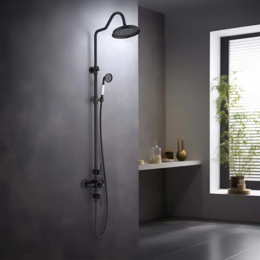 Душевая система Aquatek КЛАССИК AQ2563MB с термостатом, Черный матовый фото 6