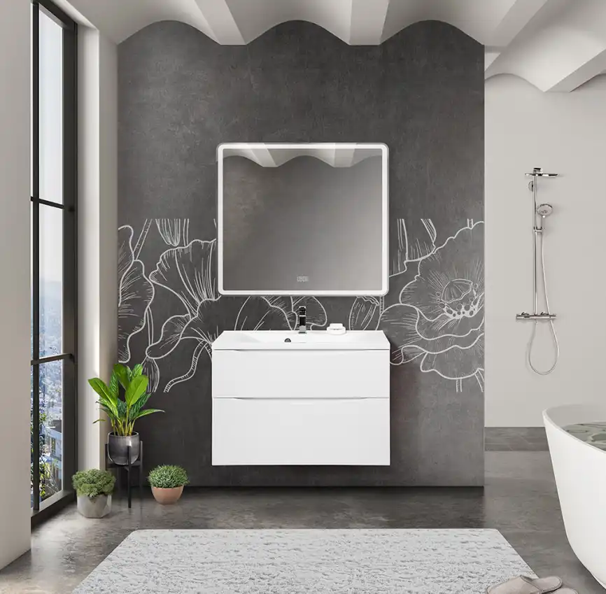 Тумба под раковину BelBagno MARINO-H60-800-2C-SO-BL-P подвесная Bianco Lucido фото 16