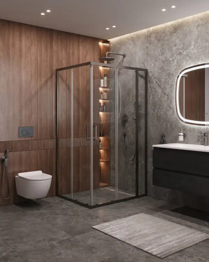 Душевой уголок CEZARES MOLVENO-AH-21-100+20-C-GM-IV стекло Прозрачное, профиль Оружейная сталь фото 1