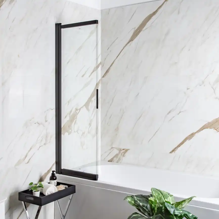 Шторка на ванну AVS Слайдер Плюс 80 профиль черный, стекло прозрачное, 803-0011-150-82-BM-T фото 3