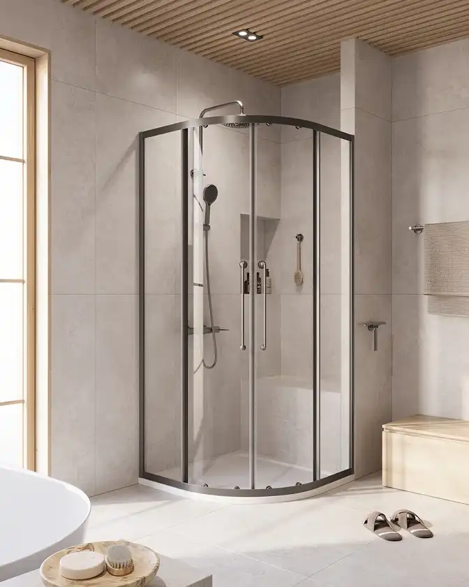 Душевой уголок CEZARES RELAX-304-R-2-90-C-GM прозрачное стекло, профиль Оружейная сталь фото 1