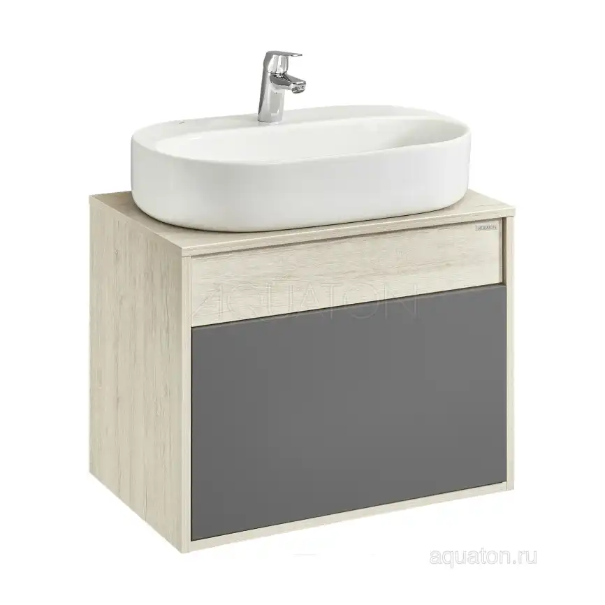 Тумба под раковину Aquaton Лофт Урбан 65 1A254001LQX60 подвесная цвет, серый графит / дуб орегон фото 7