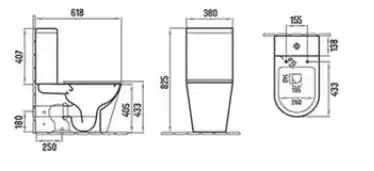 Унитаз-компакт Ceramalux 2179XMH, безободковый, с бачком и сидением микролифт Серый матовый фото 3