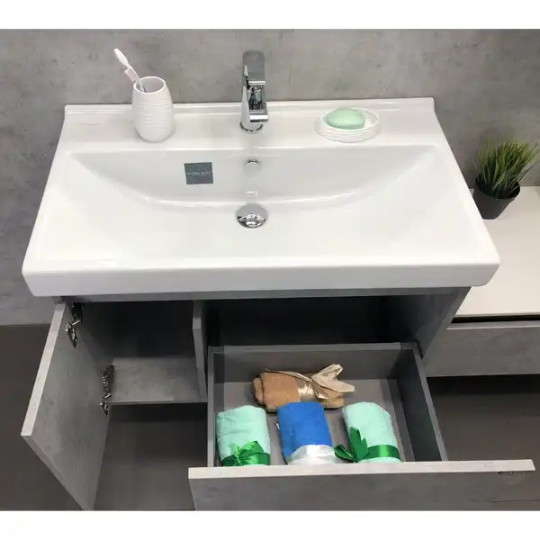Тумба с умывальником Comforty Осло 80 Бетон светлый, 00-00000836 фото 5