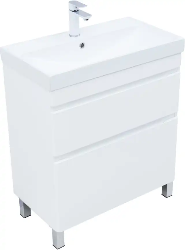 Тумба под раковину Aquanet Слим 70 напольная, белый сатин, 346043 фото 5