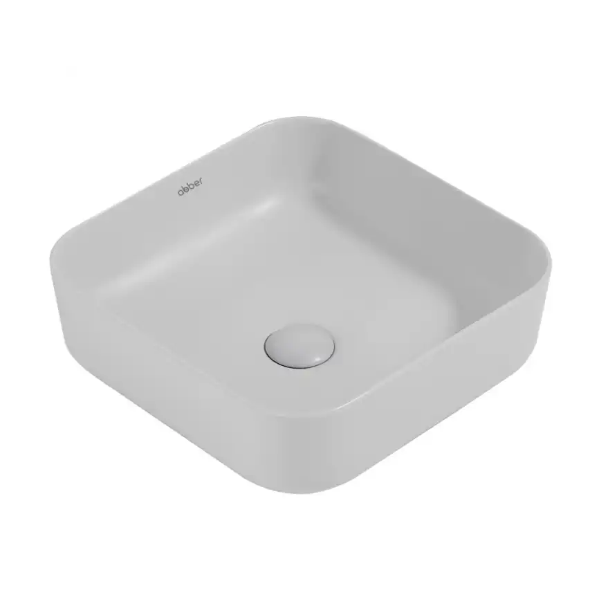 Раковина накладная ABBER RECHTECK 38,5х38,5х13,5 AC2211MLG, квадратная, светло-серая матовая фото 1