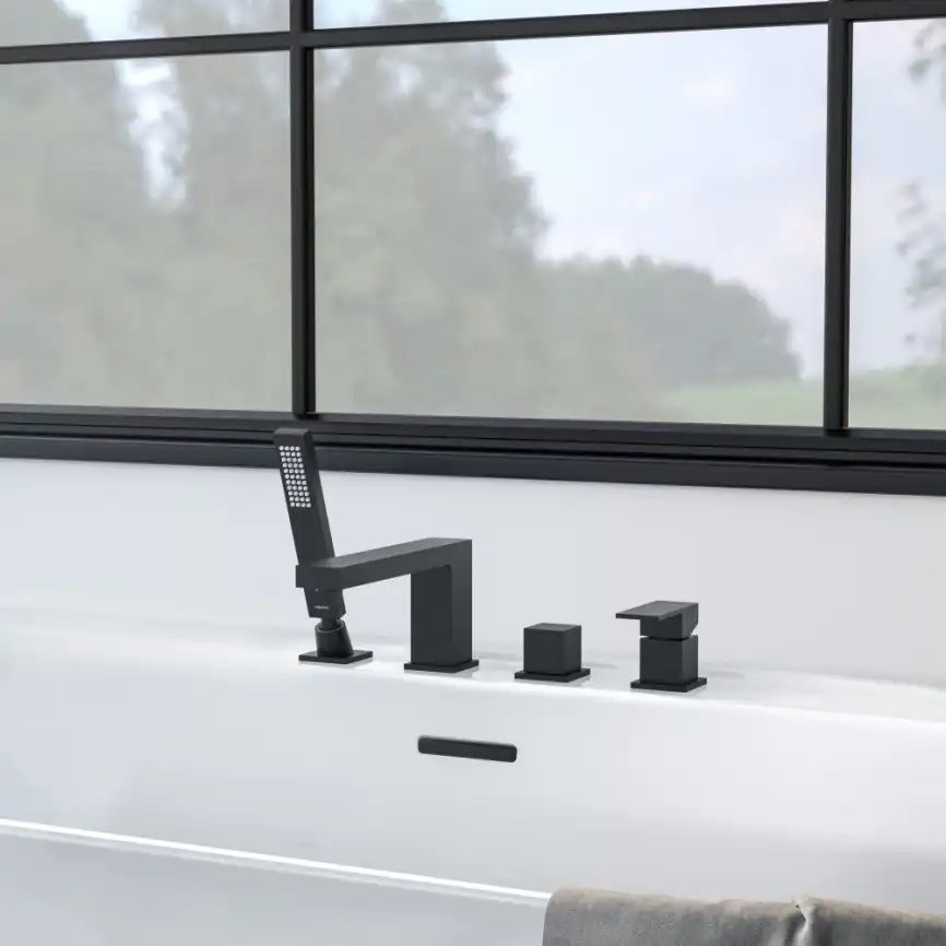 Смеситель на борт ванны Aquatek Либра AQ1648MB, однорычажный, с внутренней частью, Черный матовый фото 4