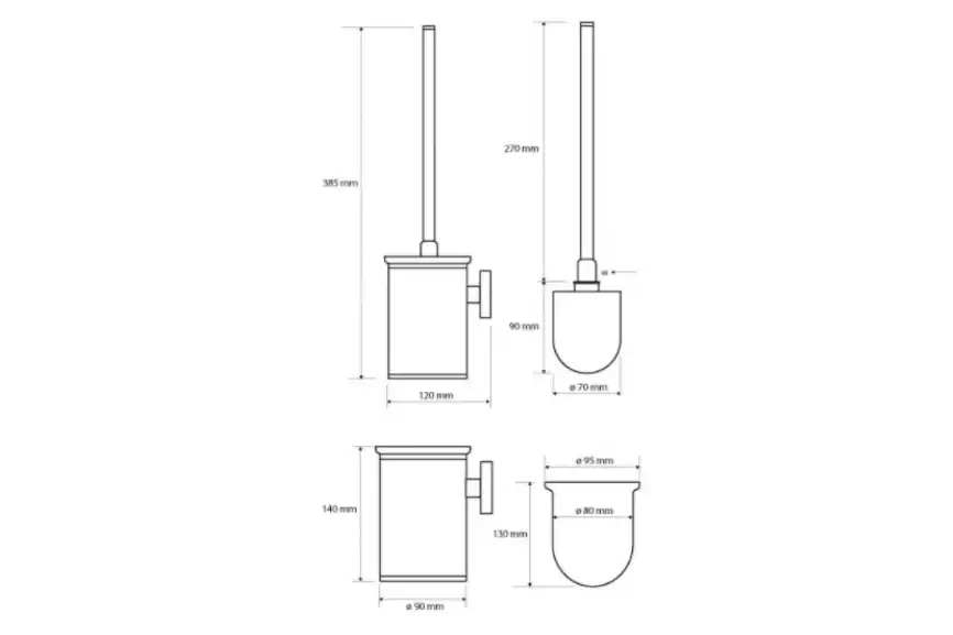 Ершик для унитаза подвесной (металл) черная щётка 9,5 см BEMETA OMEGA 104913117 фото 2
