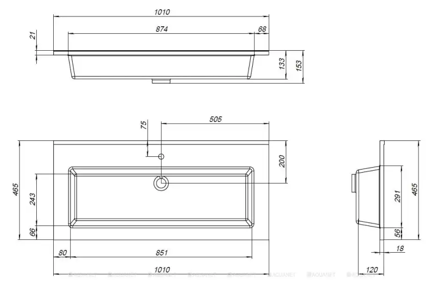 Раковина Aquanet Текла 100 328016 прямоугольная, Белая глянцевая фото 6