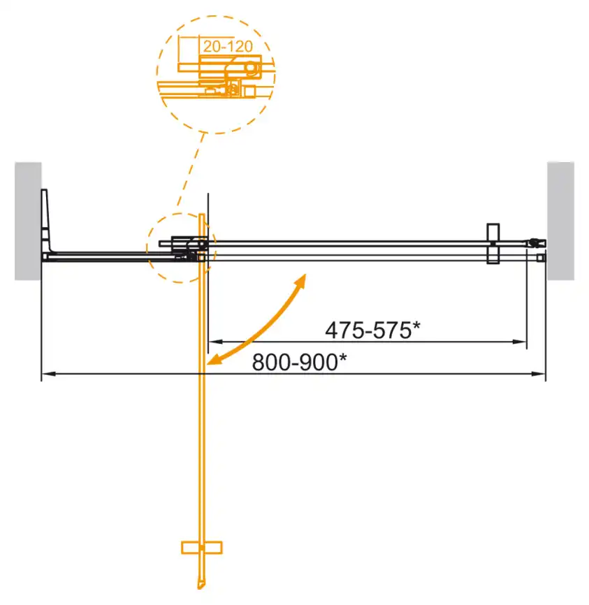 Душевая дверь в нишу CEZARES SLIDER-B-1-80/90-C-NERO стекло Прозрачное, профиль Черный фото 2