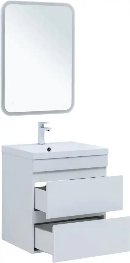 Тумба под раковину Aquanet Нота New 58 2 ящика, белый глянец 335417 фото 6