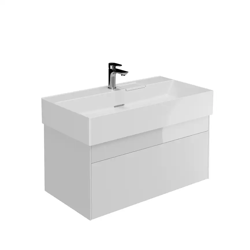 Тумба под раковину Kerama Marazzi LOGICA 90 см, LOG.90.2\WHT подвесная, Белая глянцевая фото 1