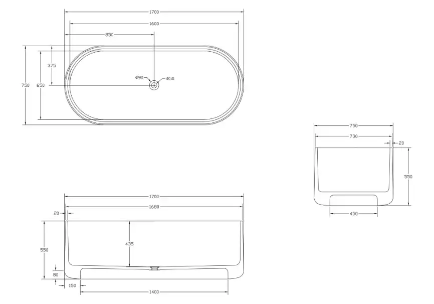 Прозрачная ванна ABBER Kristall 170х75 AT9708Opal коричневая фото 7