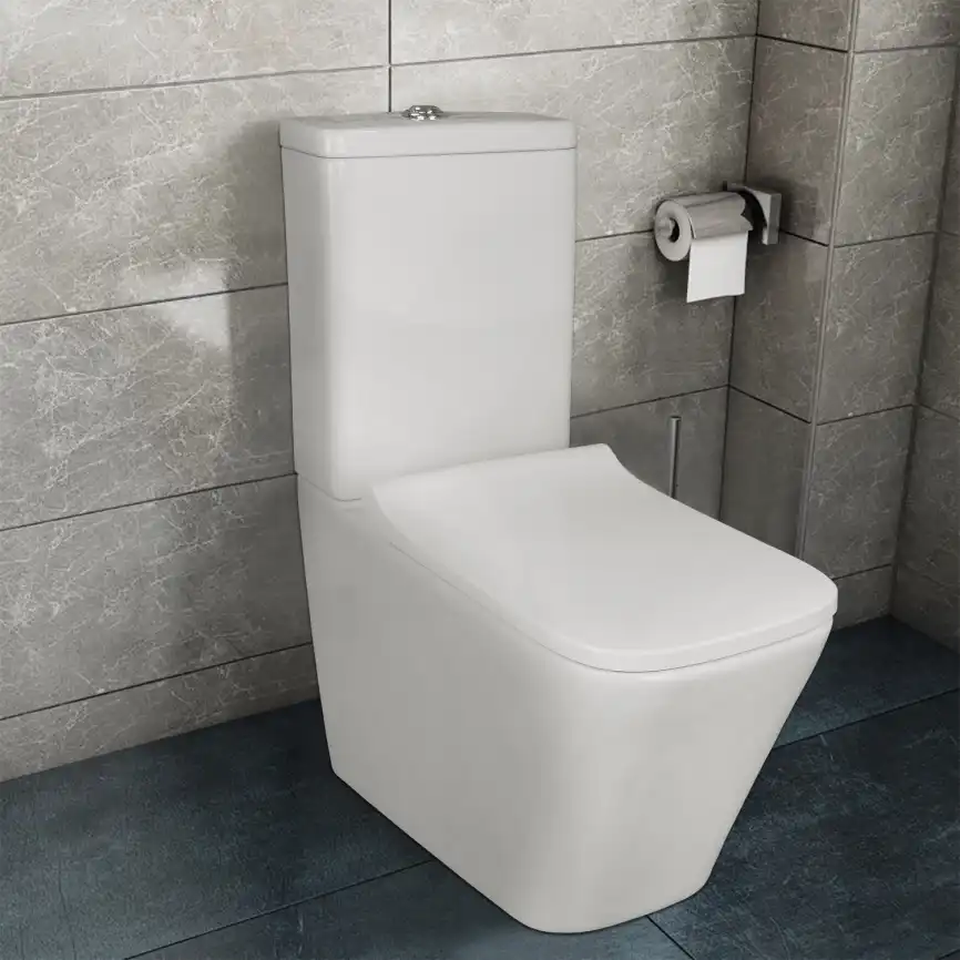 Унитаз-компакт Azario Quadro AZ-2175 UQ1 напольный, безободковый, смыв Торнадо, с бачком и сидением микролифт, цвет белый фото 12