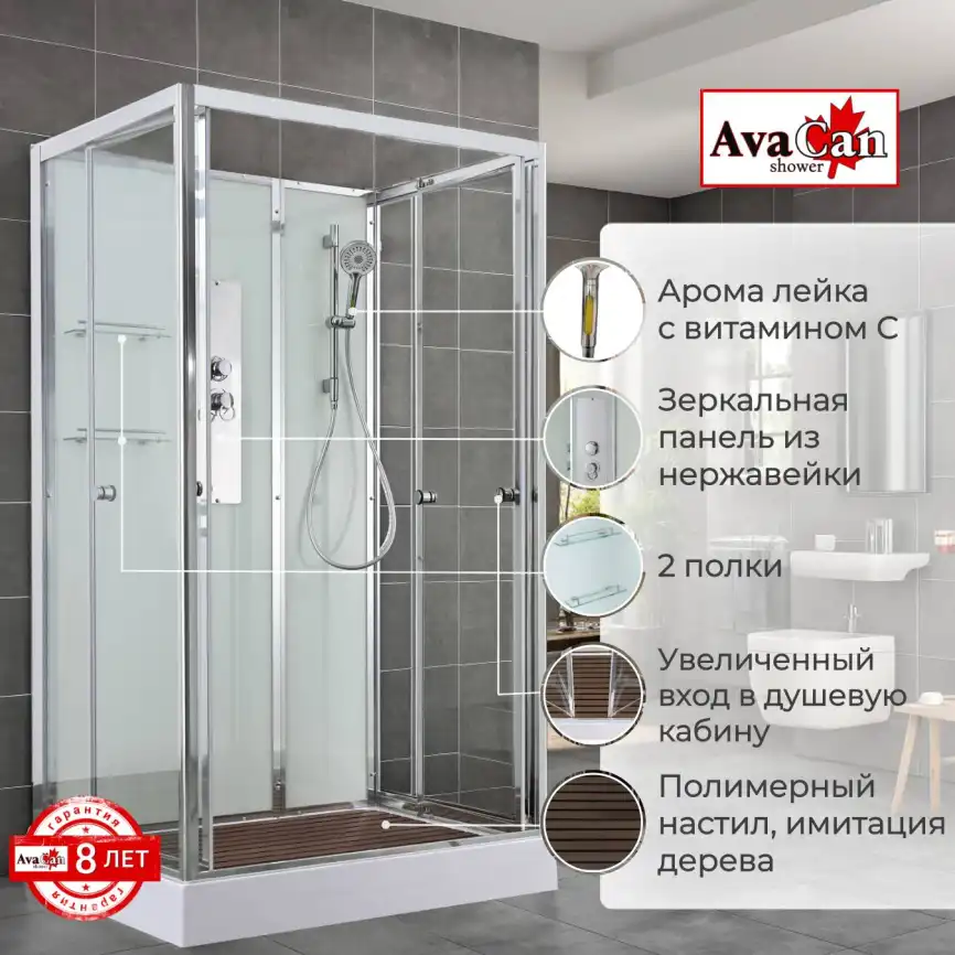 Душевая кабина AvaCan V2012N 120x90 см, низкий поддон, без крыши фото 2