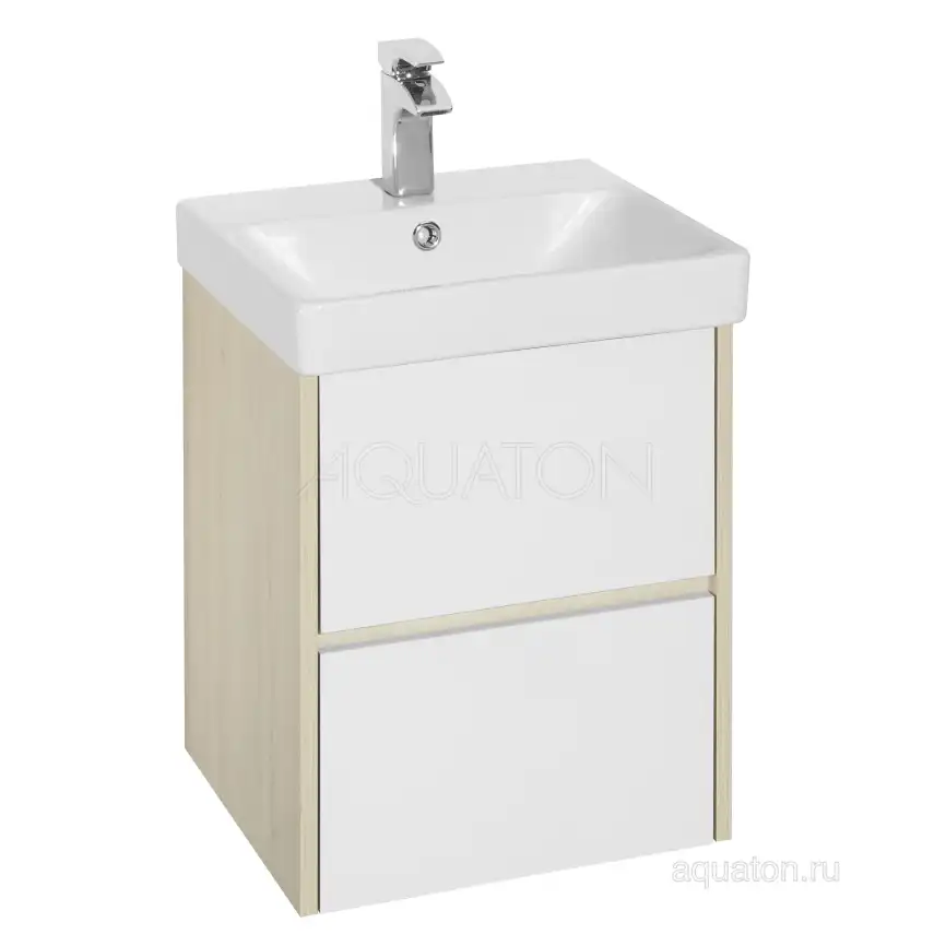 Тумба под раковину Aquaton Сканди 45 1A251601SDB20 подвесная цвет, белый / дуб верона фото 1