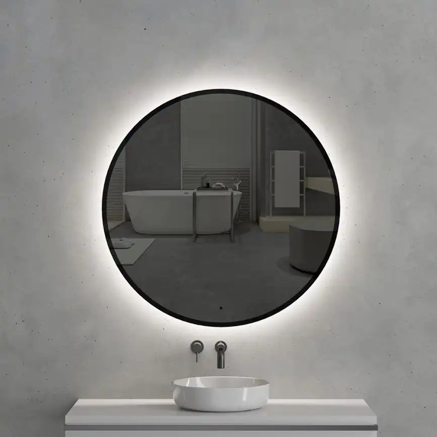 Зеркало с подсветкой AVS Виктория 100x100 см, черное фото 1