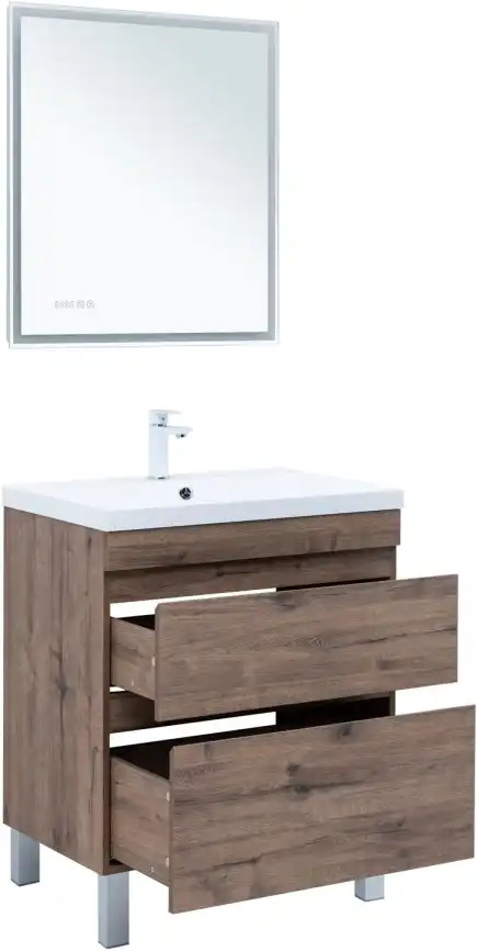 Тумба под раковину Aquanet Нота New 75 напольная, дуб веллингтон табак, 344142 фото 6