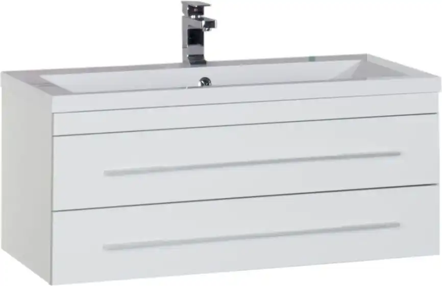 Тумба под раковину Aquanet Верона 100 белый (подвесная 2 ящика) 175382 фото 1