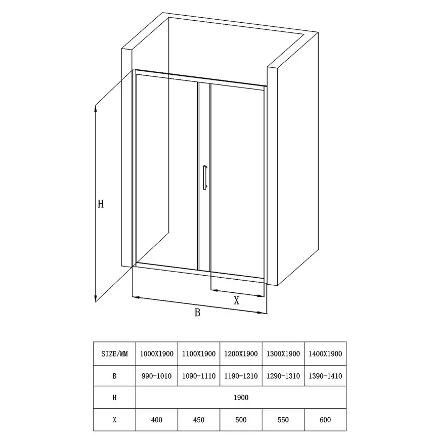 Душевая дверь Loranto 130 CS-AB03B-130, профиль черный матовый, стекло Прозрачное фото 6