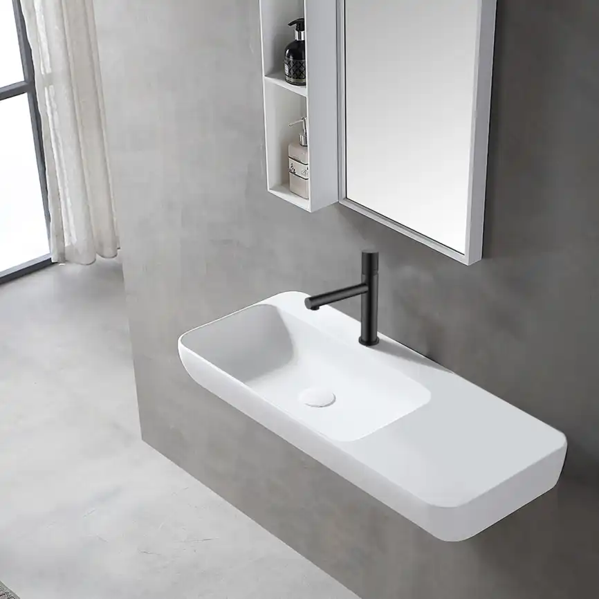 Смеситель для раковины Vincea Groove VBF-4G1MB, черный фото 3