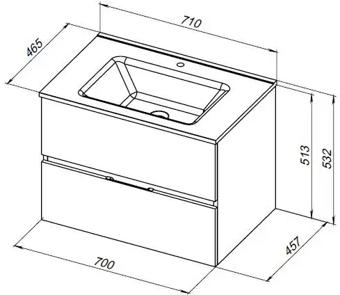 Тумба под раковину Aquanet Алвита New 70 2 ящика, белый матовый 303909 фото 2