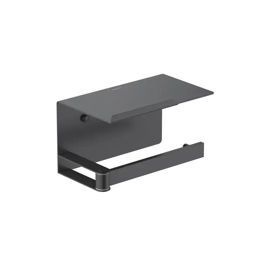 Держатель туалетной бумаги Aquatek Либра AQ4929MB с полкой, Черный матовый фото 1