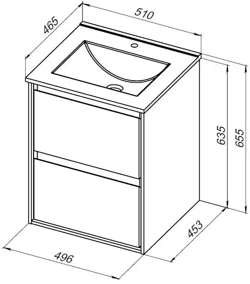 Тумба под раковину Aquanet Милан 50 белый глянец, подвесная, 336366 фото 2