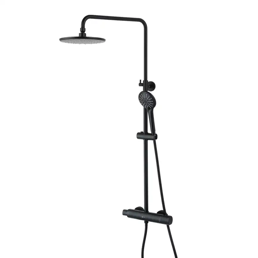 Душевая система Lemark Bronx LM3770BL для душа без излива, с верхним и ручным душем, Черный матовый фото 1