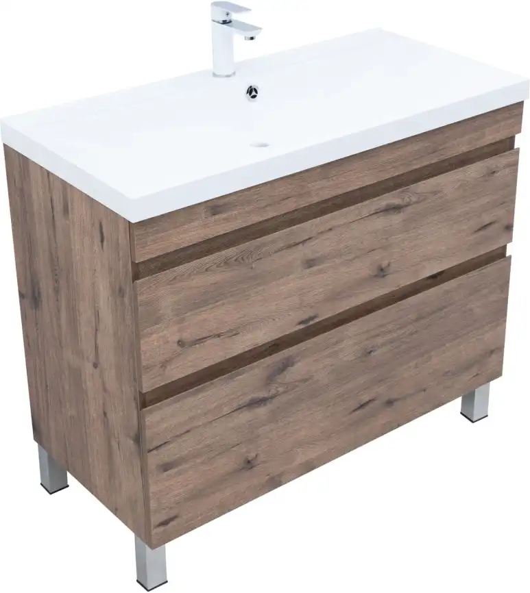 Тумба под раковину Aquanet Нота New 100 напольная, дуб веллингтон табак, 344148 фото 4