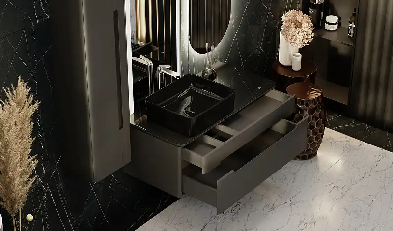 Тумба под раковину Jorno SHINE 100 Shi.01.100/P/A Серый антрацит фото 10