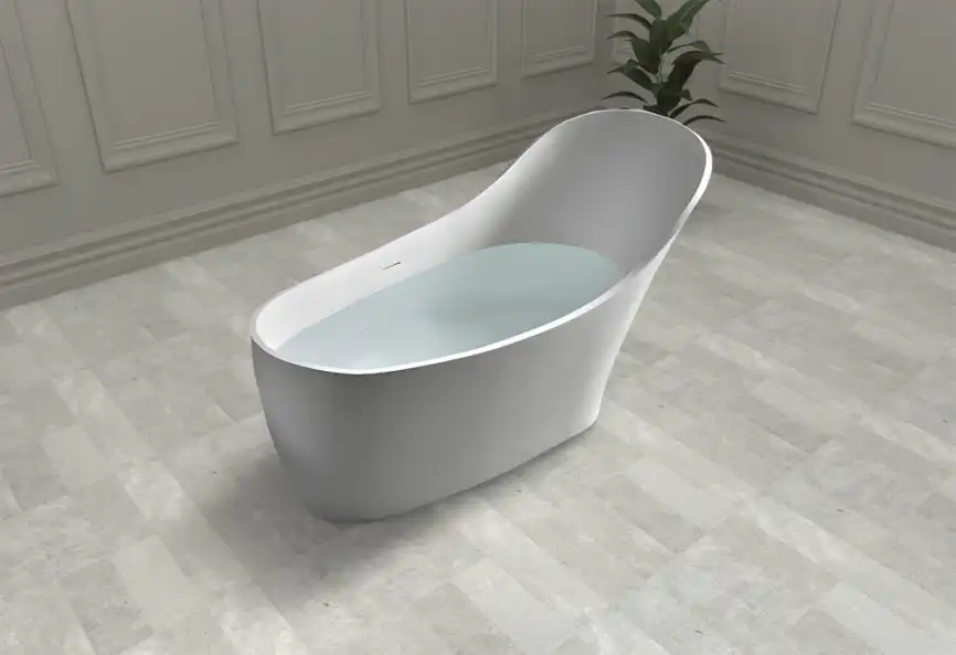 Ванна  Abber Stein 170х75 AS9618 из искусственного камня, Белая матовая фото 3