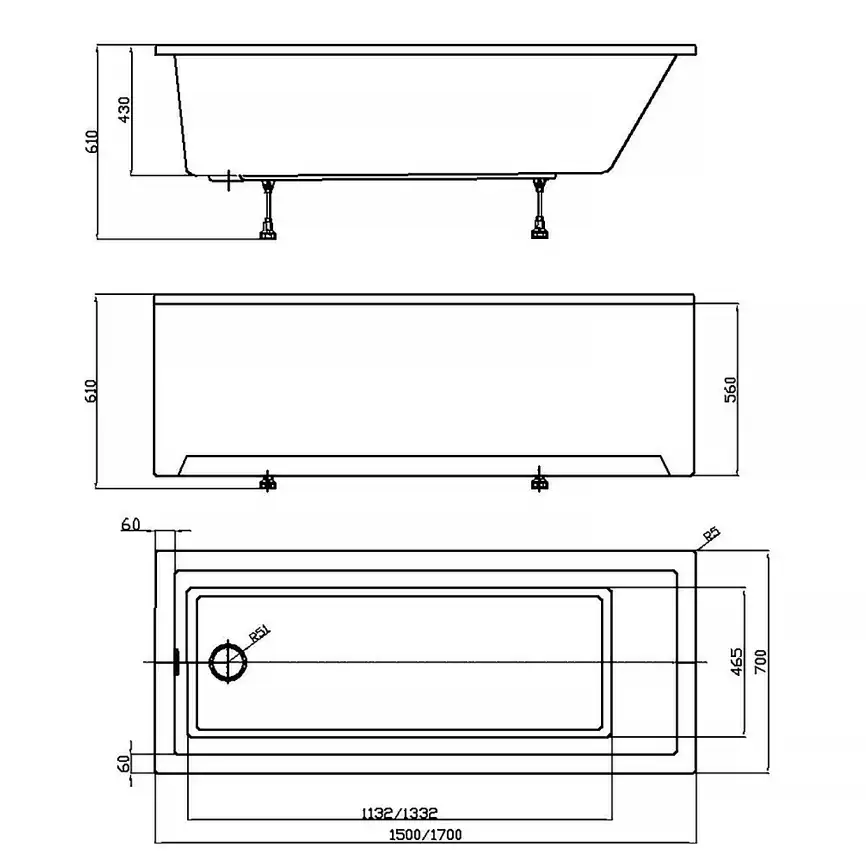 Акриловая ванна Azario EMILIA 170х70 см, AV.0011270, прямоугольная, пристенная фото 4