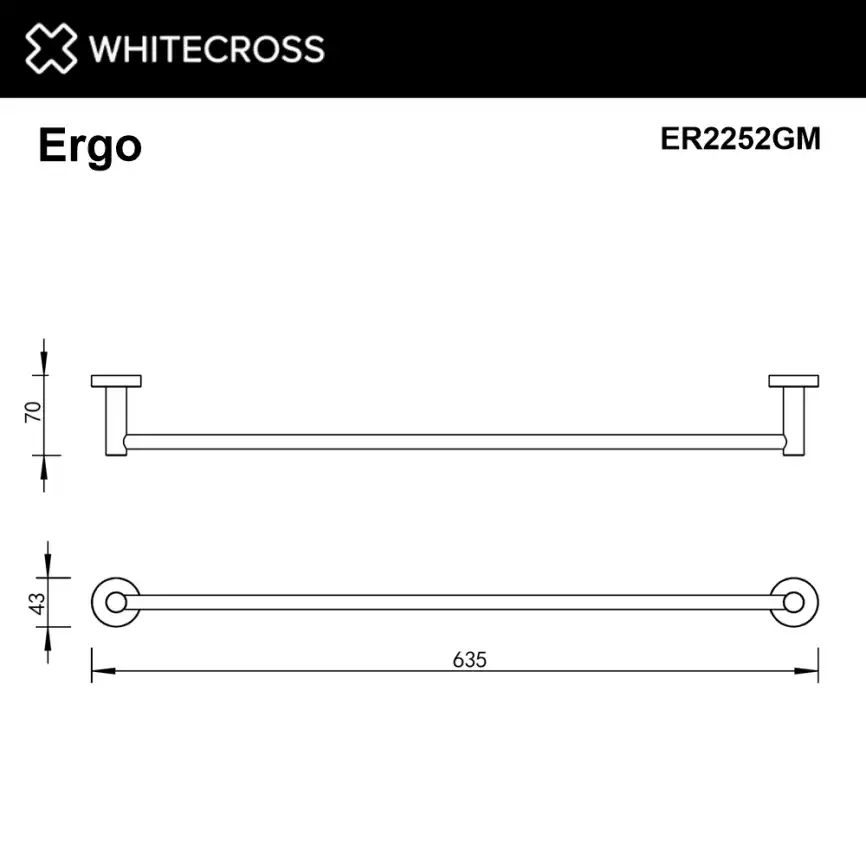 Полотенцедержатель Whitecross ERGO gunmetal 60 см, ER2252GM, Оружейная сталь фото 2