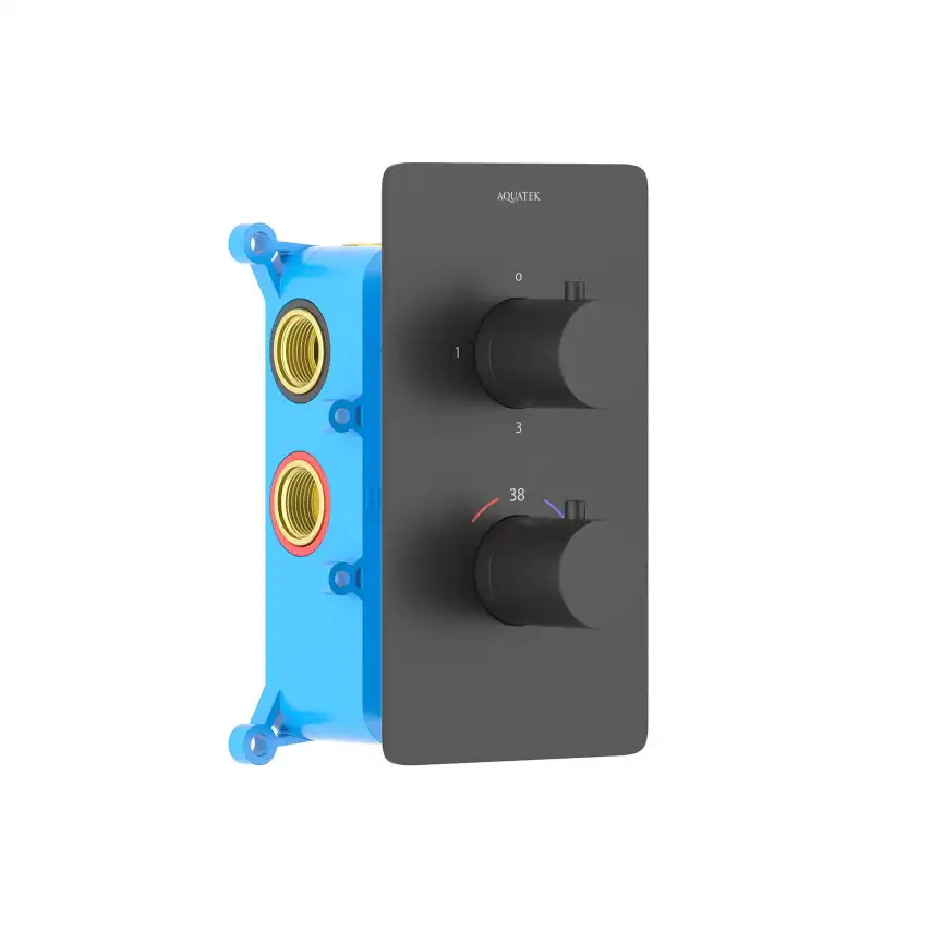 Смеситель для ванны с душем Aquatek Европа AQ1393MB встраиваемый, термостатический, Черный матовый фото 1