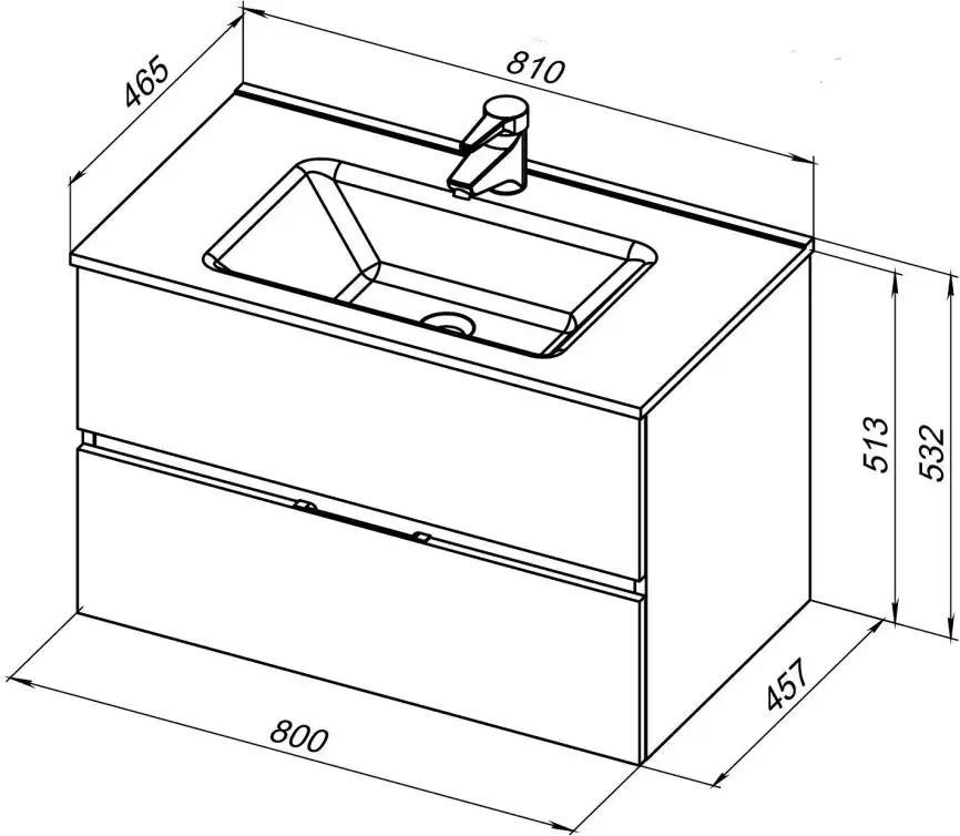Тумба под раковину Aquanet Алвита New 80 2 ящика, белый матовый 277514 фото 2