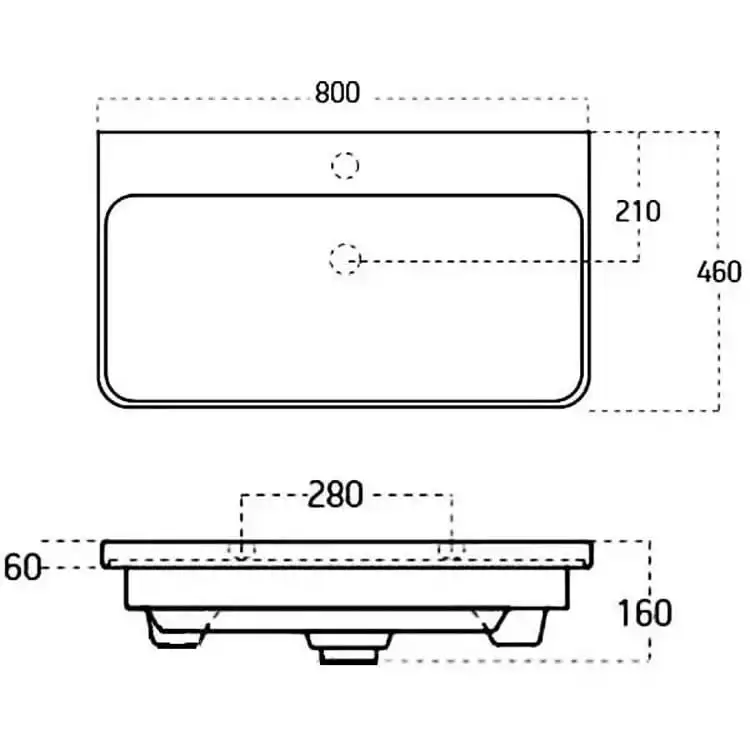 Раковина Sanovit LUXURY 80 11080-KL прямоугольная, Белая глянцевая фото 2