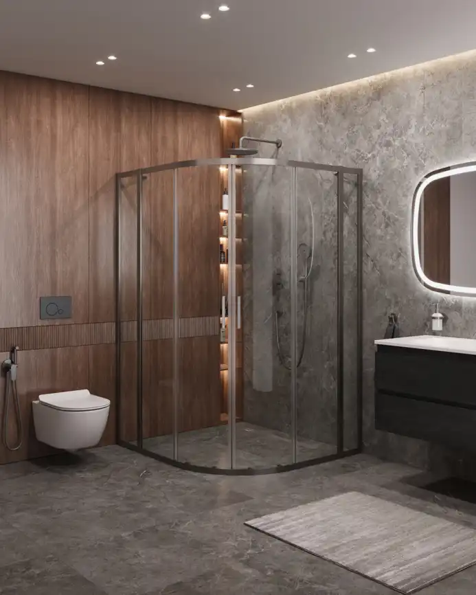 Душевой уголок CEZARES MOLVENO-RH-22-120/110-C-GM-IV стекло Прозрачное, профиль Оружейная сталь фото 1