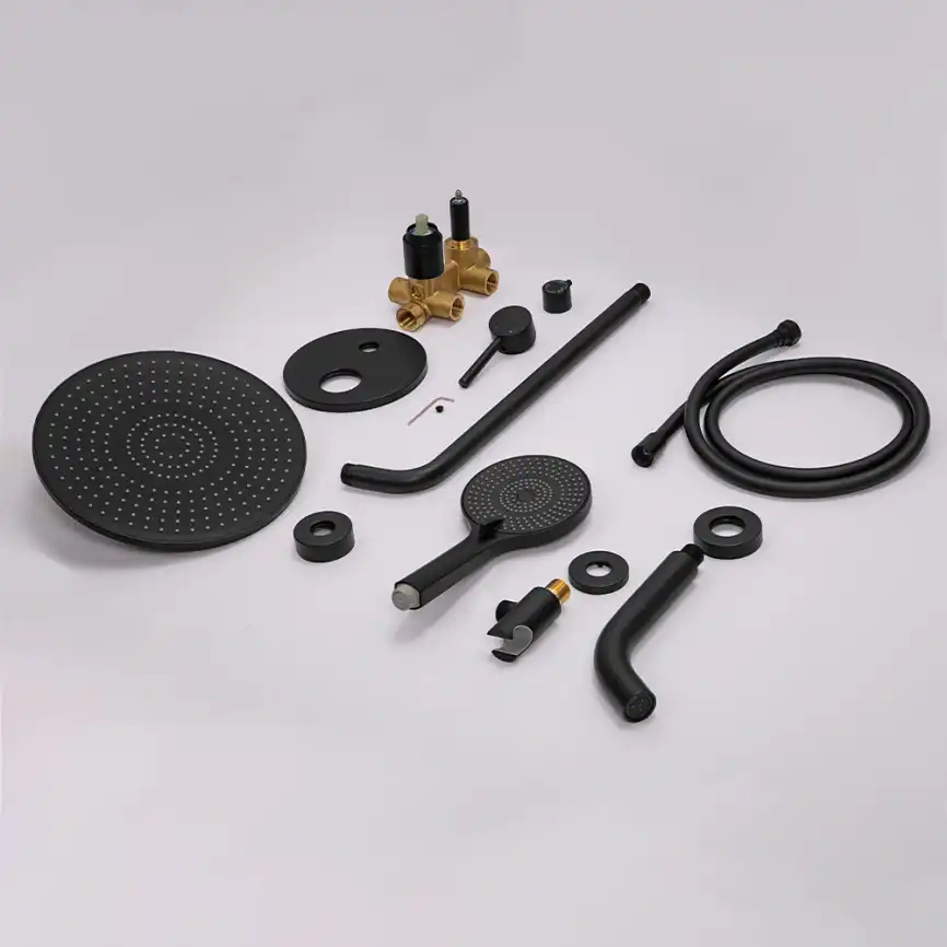 Встраиваемая душевая система AVS SLIMMER 811-141-MB с изливом, черный матовый фото 6