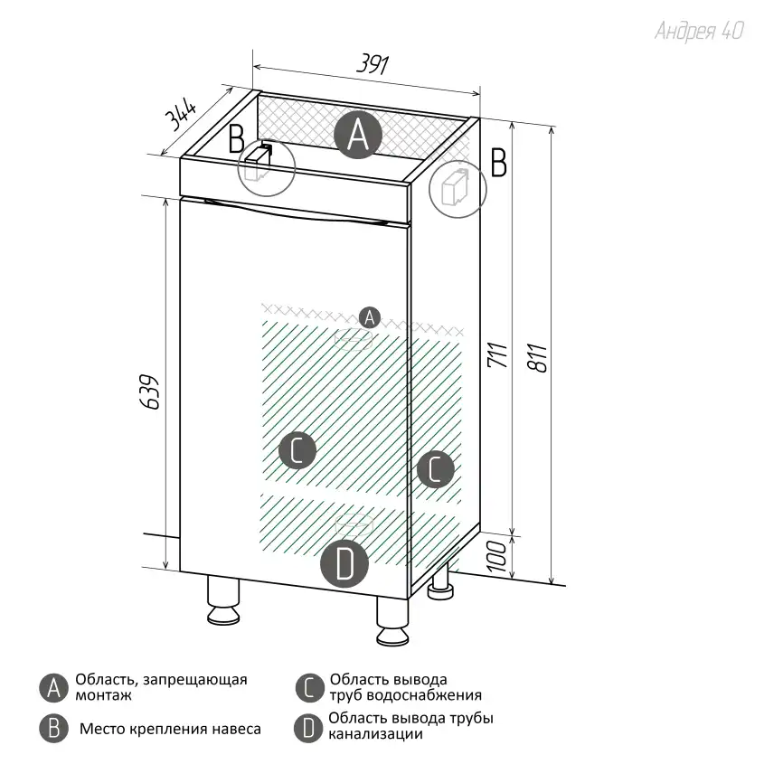 Тумба под раковину Grossman Виста 40 напольная, белая глянцевая (104062) фото 7